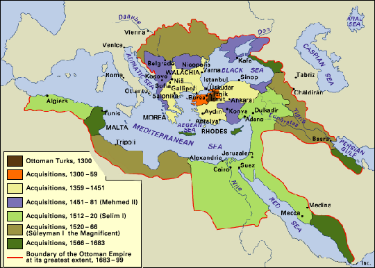 Map of Turkish Expansion, 1300-1699
